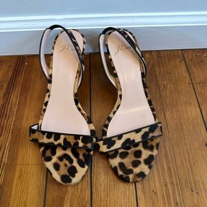 Jcrew Leopard Kitten Heel Sandals